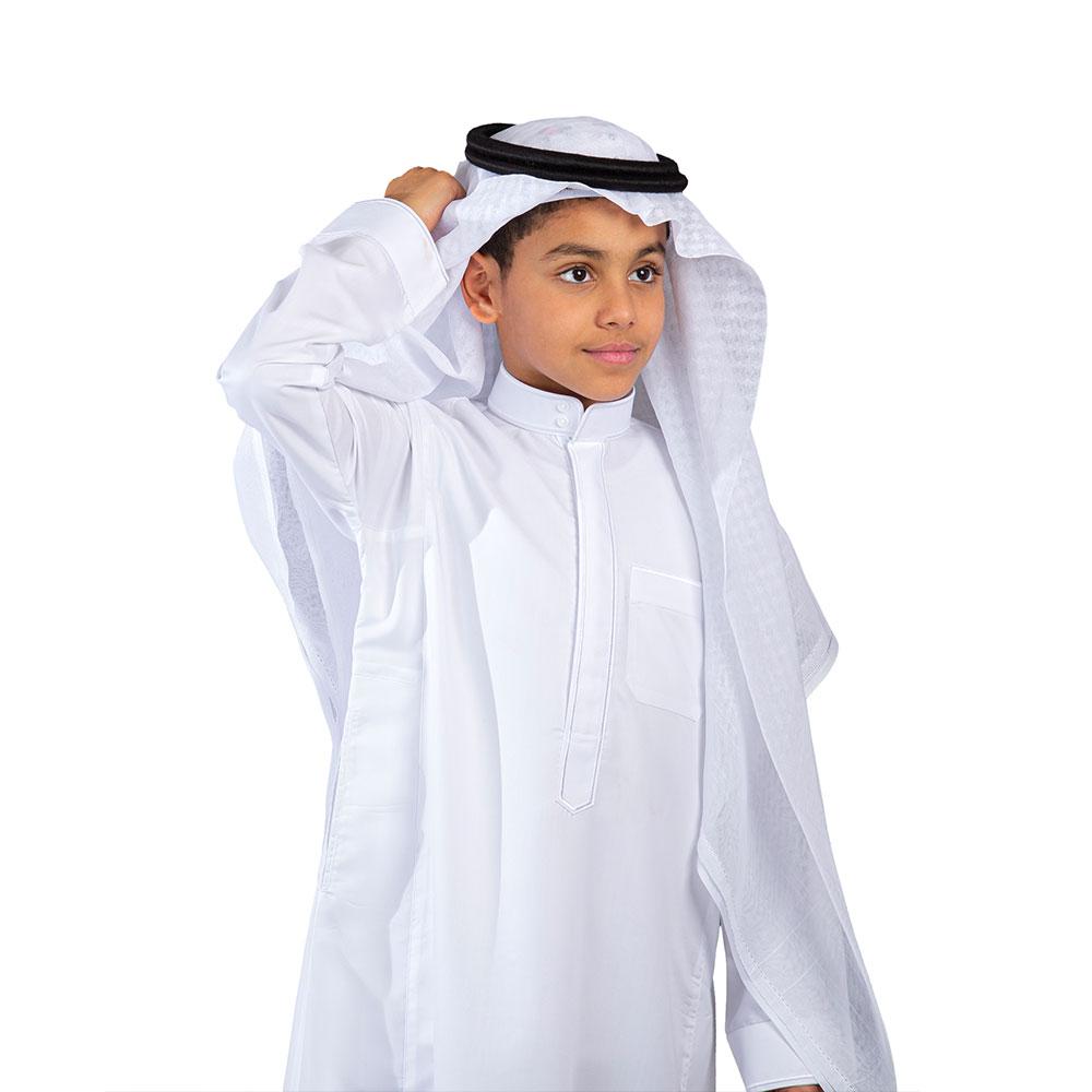 ثوب مطرز كريمي الأصيل ولادي سحاب صيفي